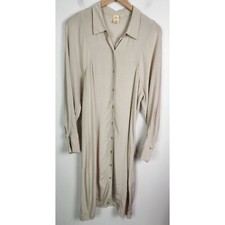 Uniqlo Women's Sz. M Long Sleeve Ivory Button Up Midi Dress