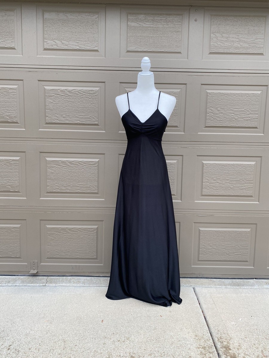 Black spaghetti strap evening long dress Women VINTAGE | eBay