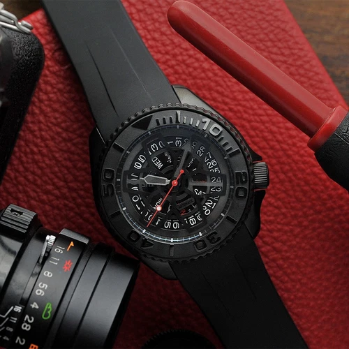 Black Pearl SRPD79K1M8 Men Black Custom Watch Auto 42mm Black Rubber