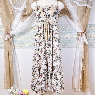 axes femme Dress Lace Floral Pattern Lolita Kawaii Hime Mori Gyaru Medium Japan