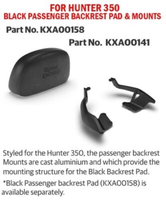 Passenger Complete Backrest Set Black Fit for Royal Enfield Hunter 350
