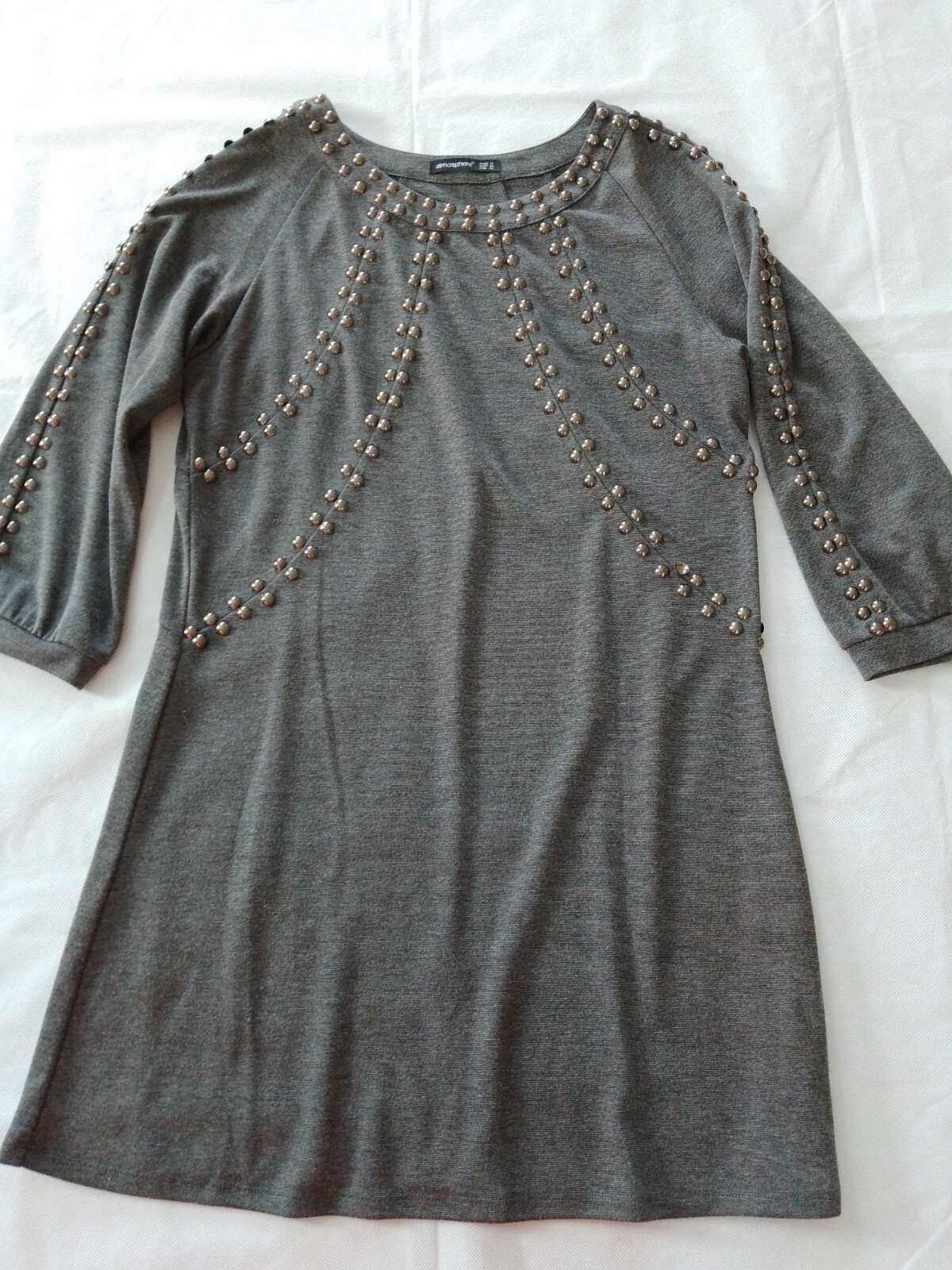 Ladies Smock Dress Primark Size 16 Long Sleeve Round Neck Grey 12364