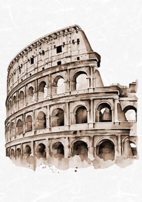 Reispapier-Motiv Strohseide-Vintage-Römisches Motiv-Colosseum-19788