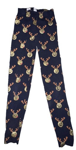 Gap Kids Girls Navy Blue Emoji Reindeer Leggings Girls Size XXL (14-16) - Picture 2 of 7