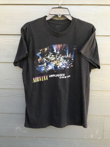 NIRVANA Unplugged In New York 1993 Set List T-Shirt Large Grunge Rock Band MTV L - Afbeelding 1 van 7