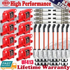 High Performance Ignition Coil & Spark Plug & Wire For Chevy GMC 5.3L 6.2L UF413