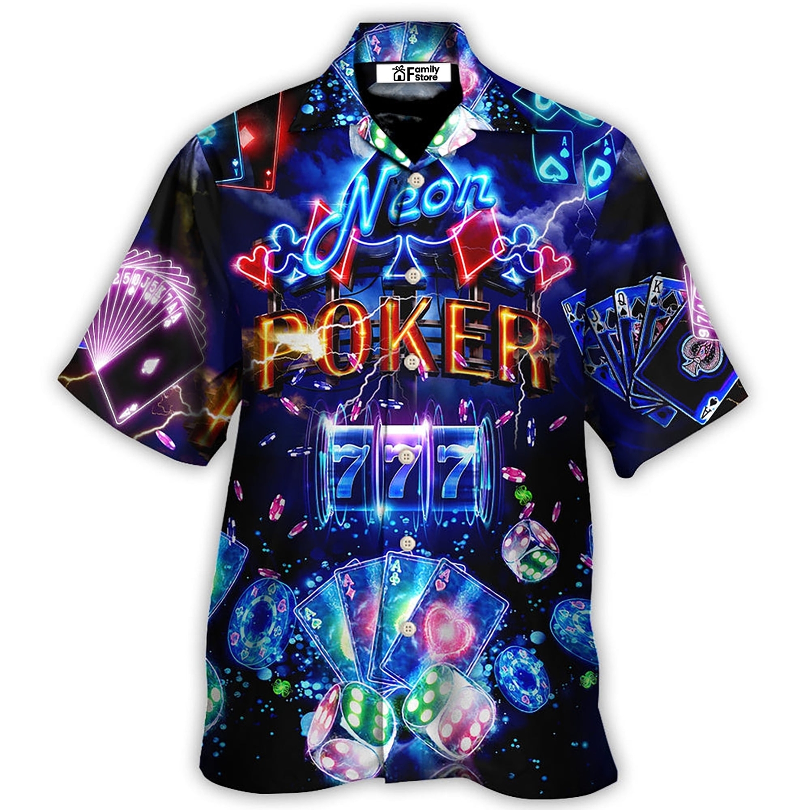 Poker Neon Casino Slot Machine With Jackpot   Hawaiian Shirt