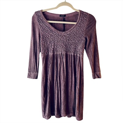 angora mini dress NYLL Italia Purple Angora Blend Mini Dress 3/4 Length Sleeves Size Small