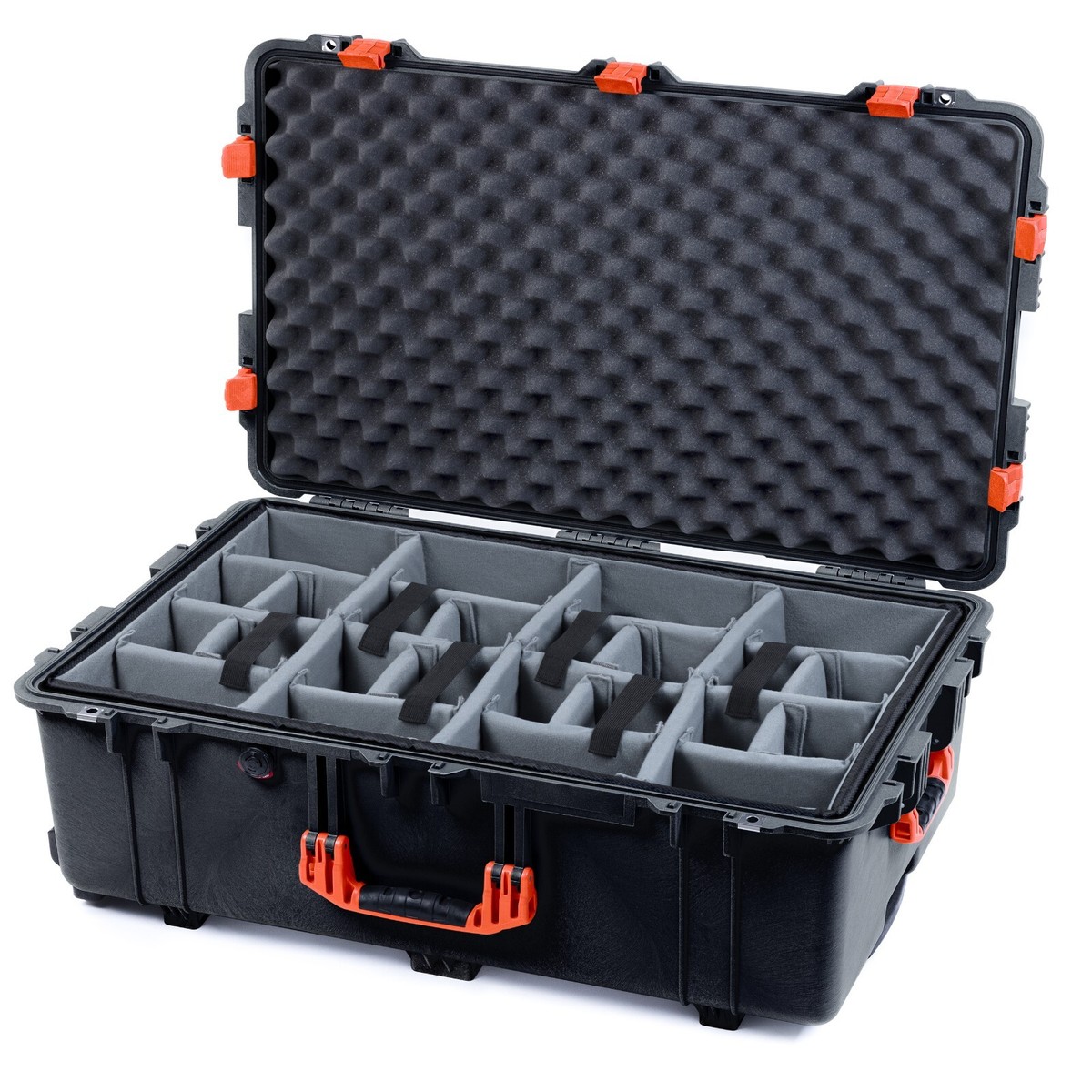 Black & Orange Pelican 1650 case. Comes with grey CVPKG dividers 