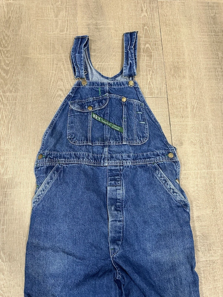 Mono con tirantes Key Imperial para hombre talla 38x32 azul denim carpintero ropa de trabajo EE. UU. Foto 3 de 4