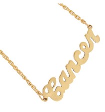 Gold Tone Script Zodiac Sign "Cancer" Astrology Pendant Necklace 18" USA