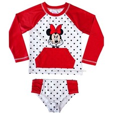 Disney Minnie Mouse Swimsuit Girl Size 2T-4T Rash Guard Shirt Tankini Set Mickey