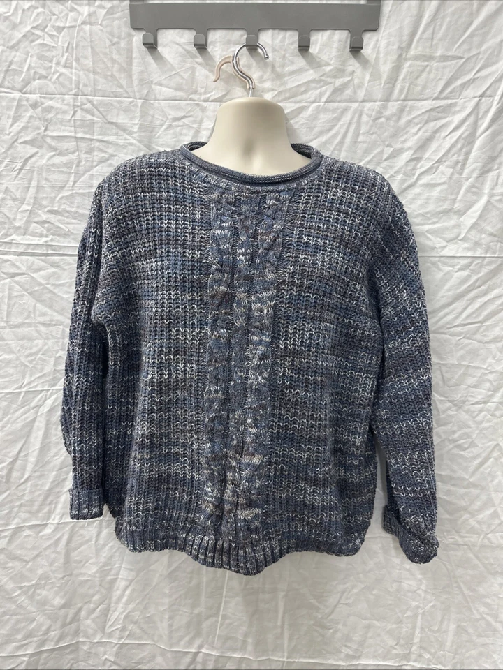 Suéter Vintage Ediciones Básicas Talla Grande Gris Tejido con Cable Mezcla de Algodón HECHO EN EE. UU. Foto 2 de 4