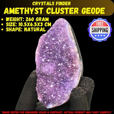 260 Gram Natural Amethyst Geode Quartz Cluster Crystal Matrix Mineral Specimen
