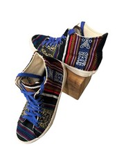 Inkkas UNISEX Textile Blanket High Top Sneakers Size W 6 M 4 Handmade In Mexico