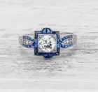 3/4 Ct White Round Cut Simulated Diamond Art Deco Vintage Style 925 Silver Ring
