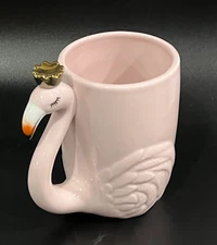 Renawe Pink Gold Crowned Flamingo Ceramic Coffee Tea Mug Cup 16 oz.