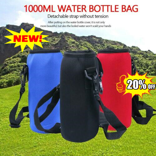 1000ml neoprene water bottle carrier insulated cover bag holder strap 2022