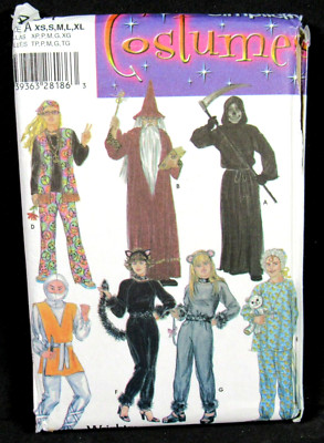 Halloween Costumes Wizard Cat Knight Hippie XS S M L XL Simplicity 4454 Uncut