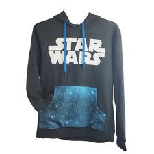 Star Wars Sweatshirt Adult's Small Black  Blue Hoodie Retro Stylish School Play