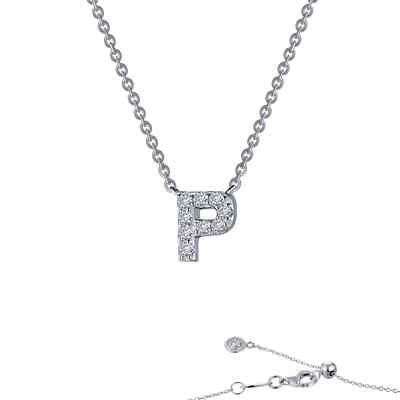 BRAND NEW Lafonn Platinum Bonded 0.37 CTW Letter P Pendant Necklace 9N096CLP20