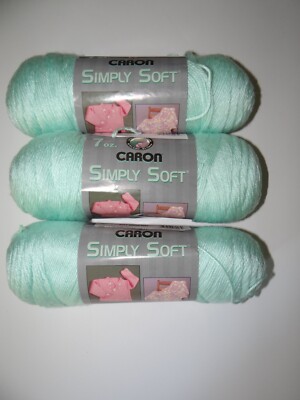 Caron Simply Soft Soft Green Yarn Lot of 3 Skeins 7 oz.