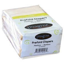 Imagine 6 Pack White Cotton Twill Prefold Cloth Diapers Size Medium 12-25 lbs