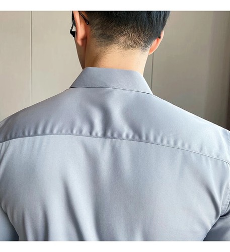 Nueva Camisa Ajustada Para Hombres Ropa De Vestir Manga Larga A Rayas Elegante - Imagen 9 de 33