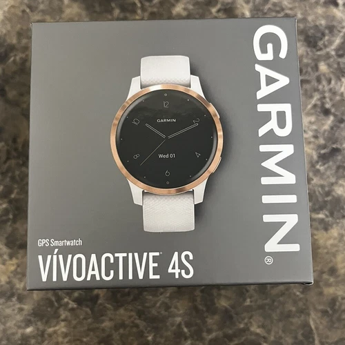 Garmin Vívoactive 4S 40mm Case w/ Silicone Band GPS Active Watch-White/Rose Gold