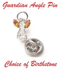 Guardian Angel Crystal Birthstone Month Lapel Pin Brooch Gift item