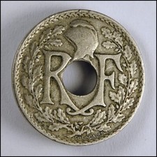 25 Centimes Coin ~ France 1921 Third Republic ~ VF/EF Grade