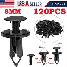 120pc Clips for Hole Plastic Rivets Retainer Fender Bumper Push Pin Fastener 8mm