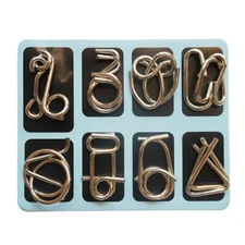 8 Sets Brain Teaser Mind IQ Test Toy Game Metal Wire Puzzles Magic Trick Gift /C