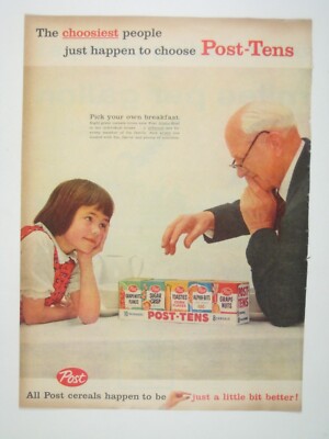 1959 Post Tens Cereal Ad Choosiest People Just Happen to Choose Vintage Print Ad