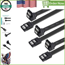 Premium 3 Pack SATA III Cables - 18 Inch Fast Data Transfer with Locking Latch