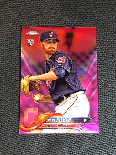 2018 Topps Chrome Update Shane Bieber Pink Refractor RC #HMT59