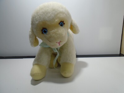 VTG 1984 COUNTRY YUMKIN FLUFFY LAMB TRUDY BLUE EYES & BOW 8.5'' X 10'' PLUSH KOREA