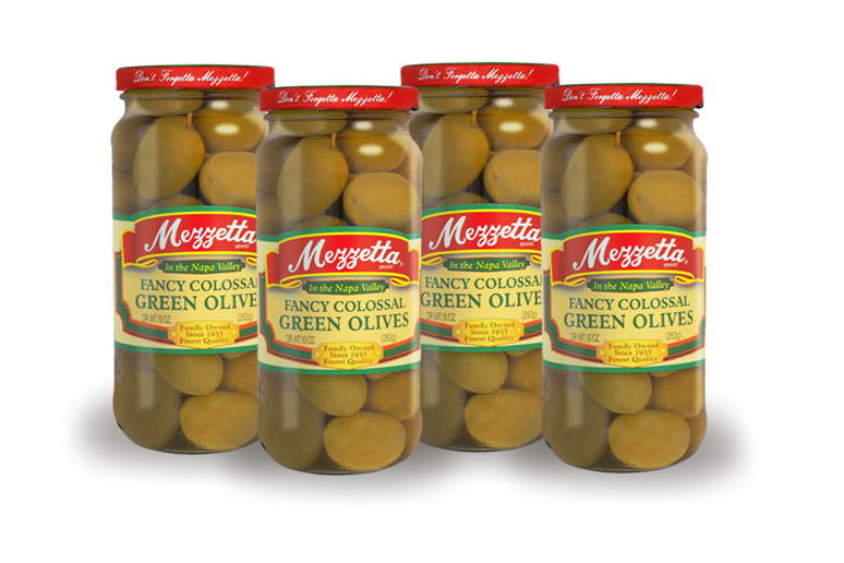 Mezzetta Fancy Colossal Green Olives 4 Jars 10oz/283g زيتون أخضر