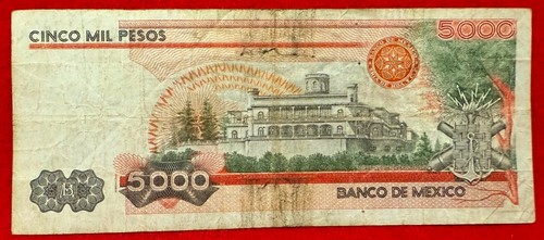 1985 5000 Mexico Pesos 21 JULY Ninos Heroes Chapultepec SERIE FD PREFIX PP744058 - Picture 2 of 2