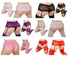 Sexy Suspender Belt & Briefs plus Lace Top Stocking , Various Colours