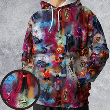 Watercolor Villains All-over Print Hoodie, unisex adults S-5XL