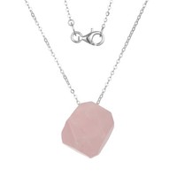 Cavill Rosenquarz 13,51Ct Silbercollier Damen Rhodiniert 925 Silber