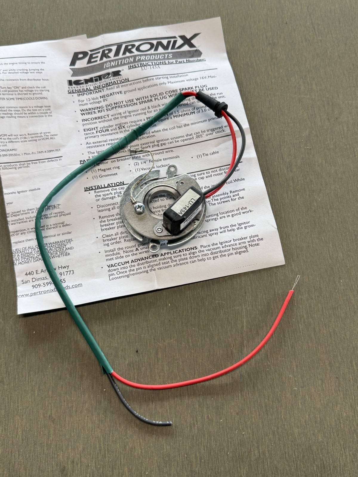 Pertronix Elctronic Distributor Ignition Conversion Kit Lotus & MG 110 LU-143A