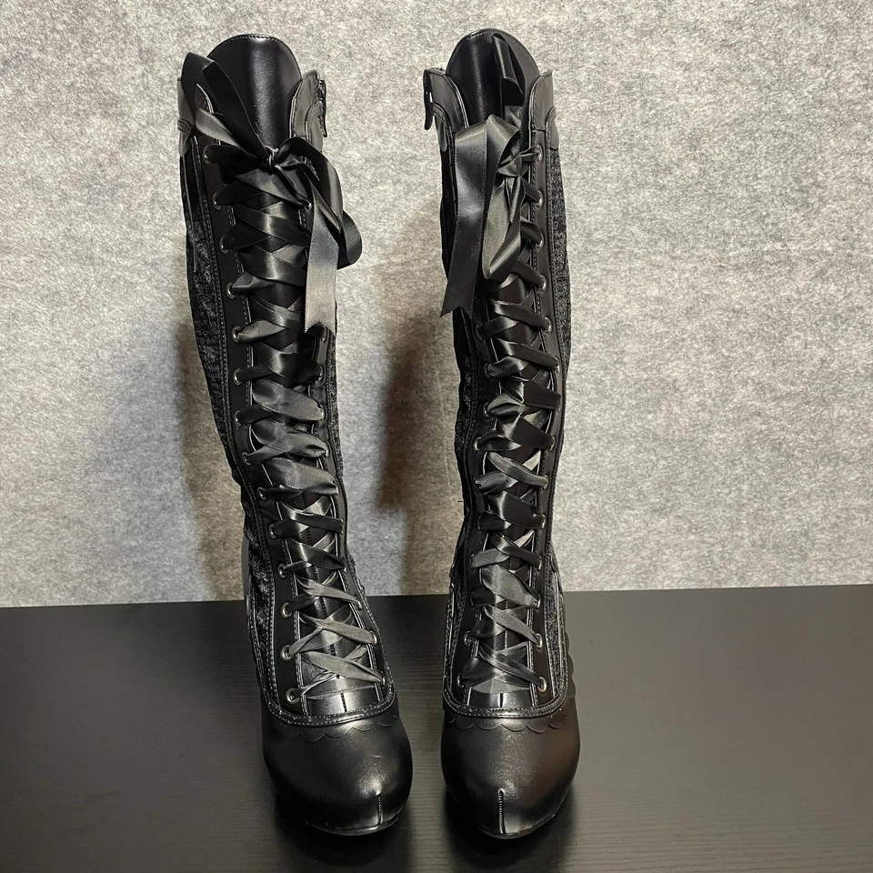 Ellie Zapatos Steampunk Botas Victorianas Mujer 8 Negro Con Cordones Disfraz Gótico Foto 4 de 4