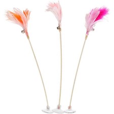 3Pcs Durable Cat Stick Toy with Feather Interactive Teaser for Indoor Cats