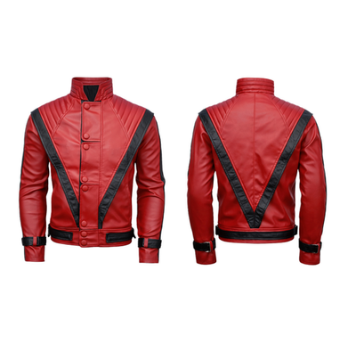 Michael Jackson Thriller Inspired Red Leather Jacket Men MJ Iconic