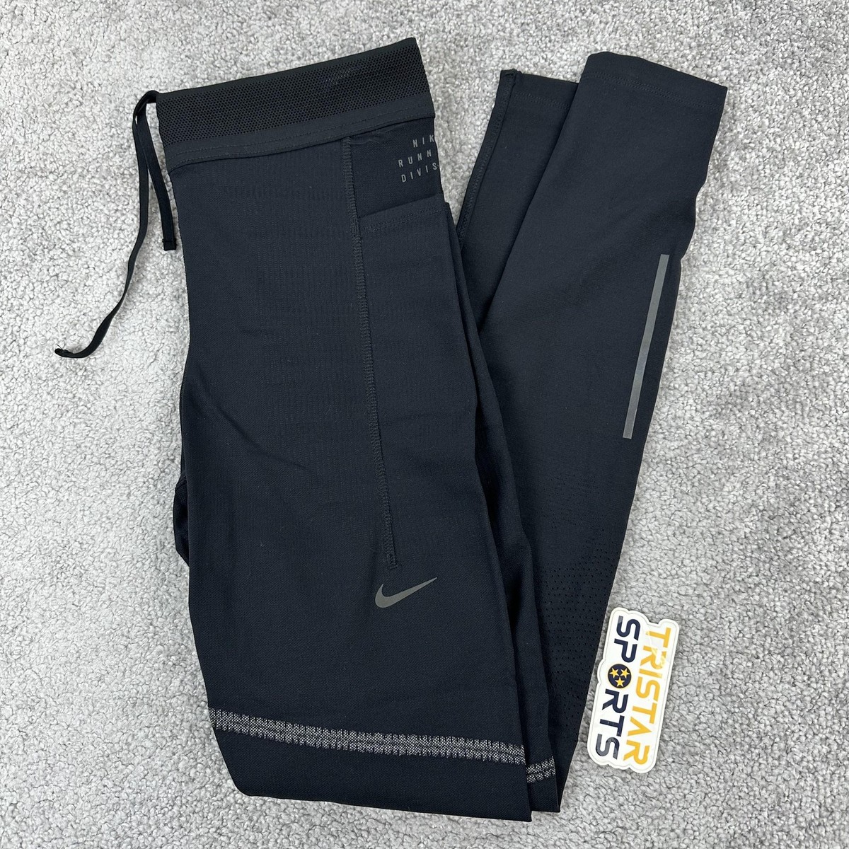 Nike Dri-FIT ADV Running Division Pants Mens Medium Black Tight Fit  FN3385-010