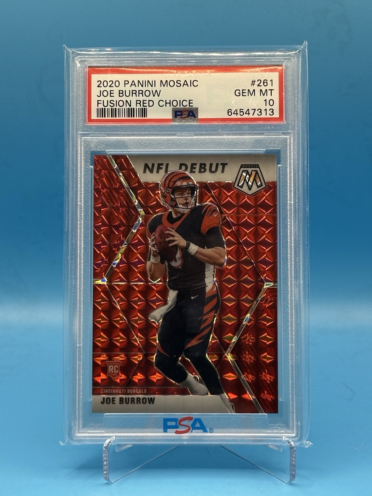 2020 Mosaic - NFL Debut Joe Burrow #261 Choice Mosaic Red Fusion Prizm /80 (RC)