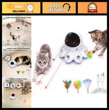 Interactive Cat Laser Toy - 2-in-1 Automatic Motion Sensor, USB Rechargeable, Wh