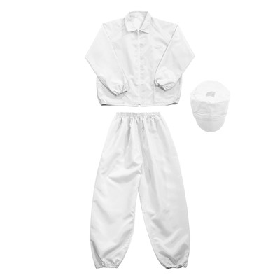 ESD Lab Coat Anti-static Clothing Smock Clothes Full Sleeve with Hat (White,2XL)